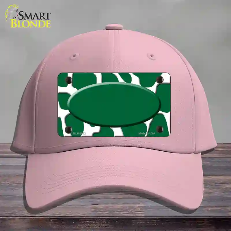 Green White Giraffe Green Center Oval Novelty License Plate Hat Cotton / Pink