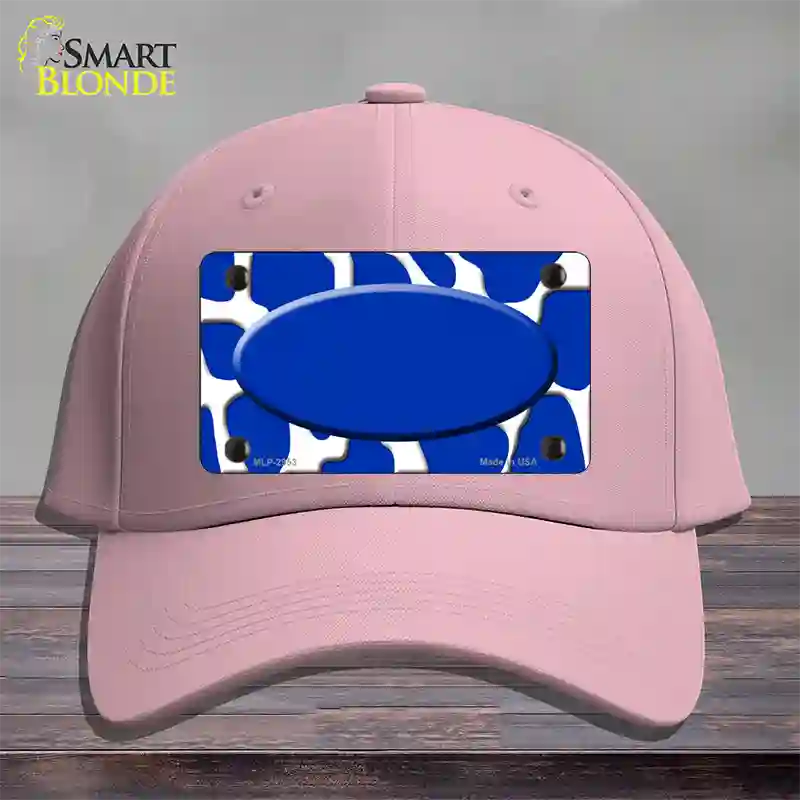 Blue White Giraffe Blue Center Oval Novelty License Plate Hat Cotton / Pink