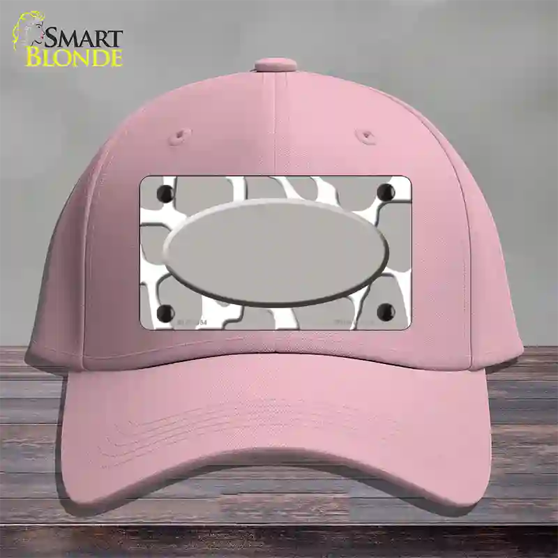 Grey White Giraffe Grey Center Oval Novelty License Plate Hat Cotton / Pink