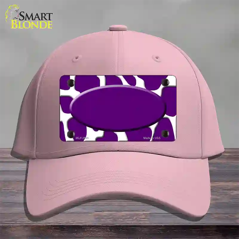 Purple White Giraffe Purple Center Oval Novelty License Plate Hat Cotton / Pink