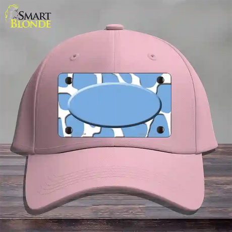 Light Blue White Giraffe Light Blue Center Oval Novelty License Plate Hat Cotton / Pink