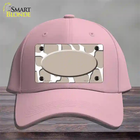 Tan White Giraffe Tan Center Oval Novelty License Plate Hat Cotton / Pink