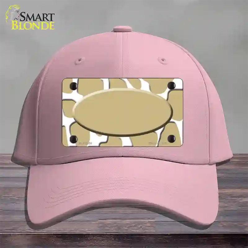 Gold White Giraffe Gold Center Oval Novelty License Plate Hat Cotton / Pink