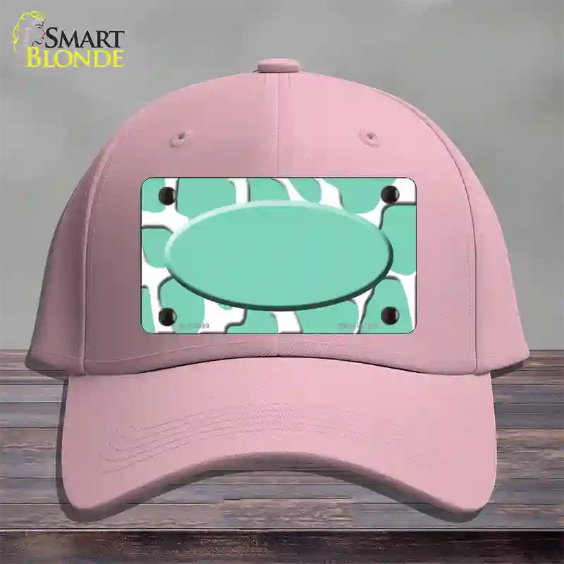 Mint White Giraffe Mint Center Oval Novelty License Plate Hat Cotton / Pink