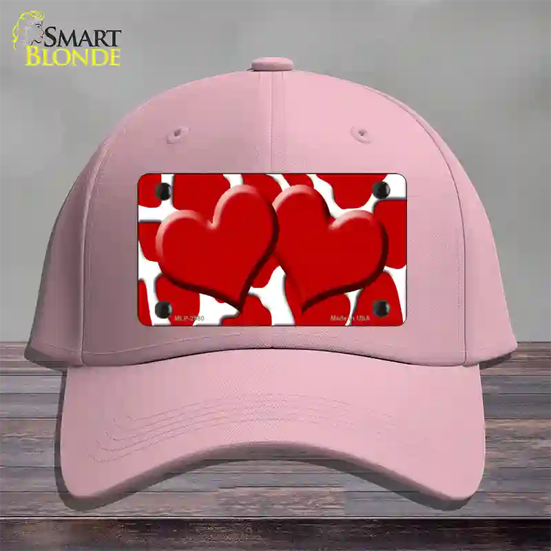 Red White Giraffe Red Centered Hearts Novelty License Plate Hat Cotton / Pink