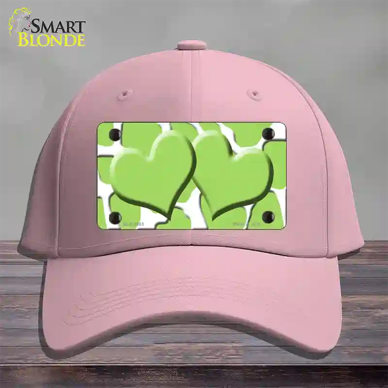 Lime Green White Giraffe Lime Green Centered Hearts Novelty License Plate Hat Cotton / Pink