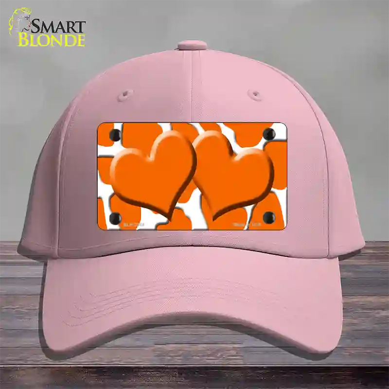 Orange White Giraffe Orange Centered Hearts Novelty License Plate Hat Cotton / Pink