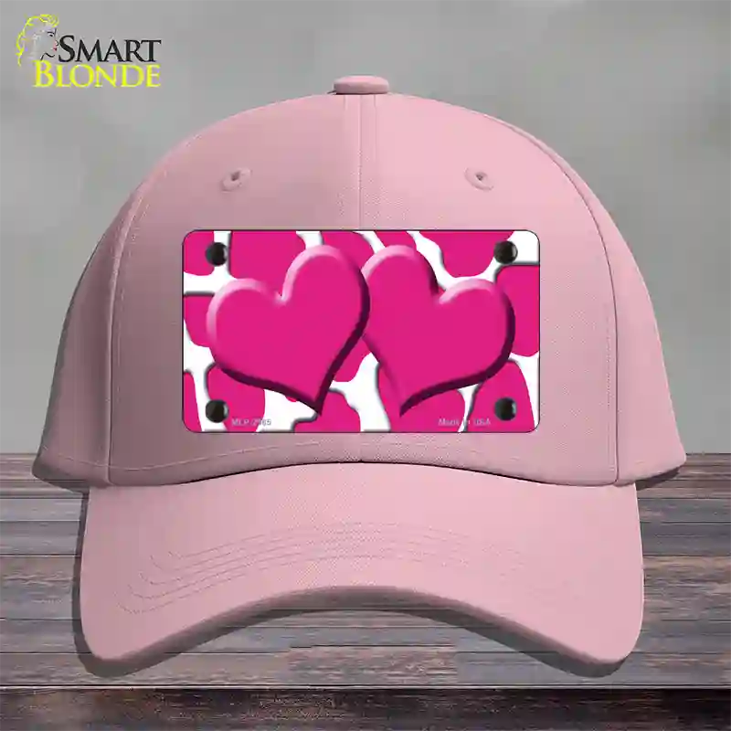 Pink White Giraffe Pink Centered Hearts Novelty License Plate Hat Cotton / Pink