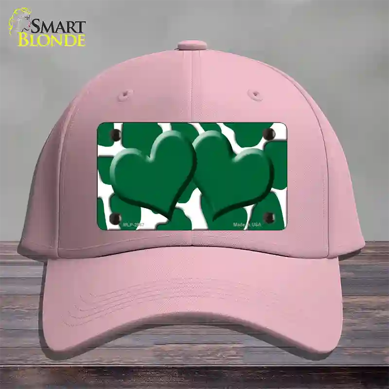 Green White Giraffe Green Centered Hearts Novelty License Plate Hat Cotton / Pink