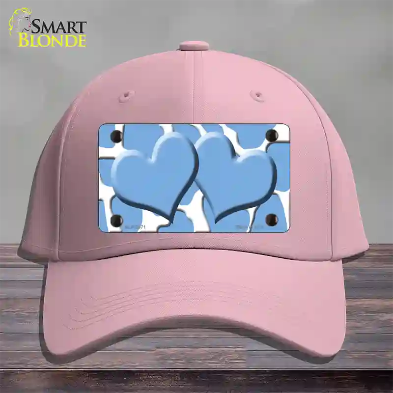 Light Blue White Giraffe Light Blue Centered Hearts Novelty License Plate Hat Cotton / Pink