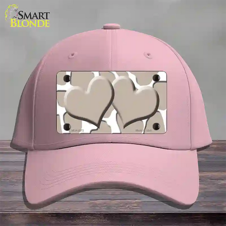 Tan White Giraffe Tan Centered Hearts Novelty License Plate Hat Cotton / Pink