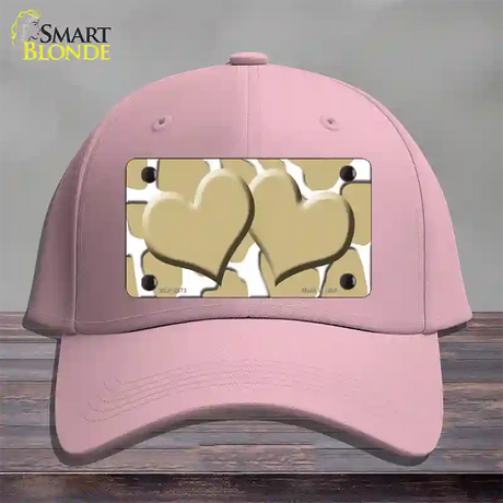 Gold White Giraffe Gold Centered Hearts Novelty License Plate Hat Cotton / Pink