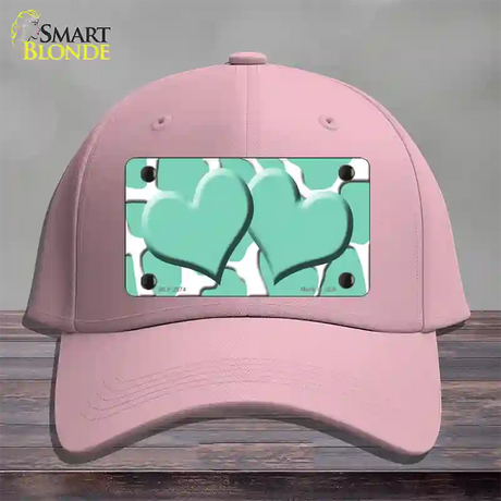 Mint White Giraffe Mint Centered Hearts Novelty License Plate Hat Cotton / Pink