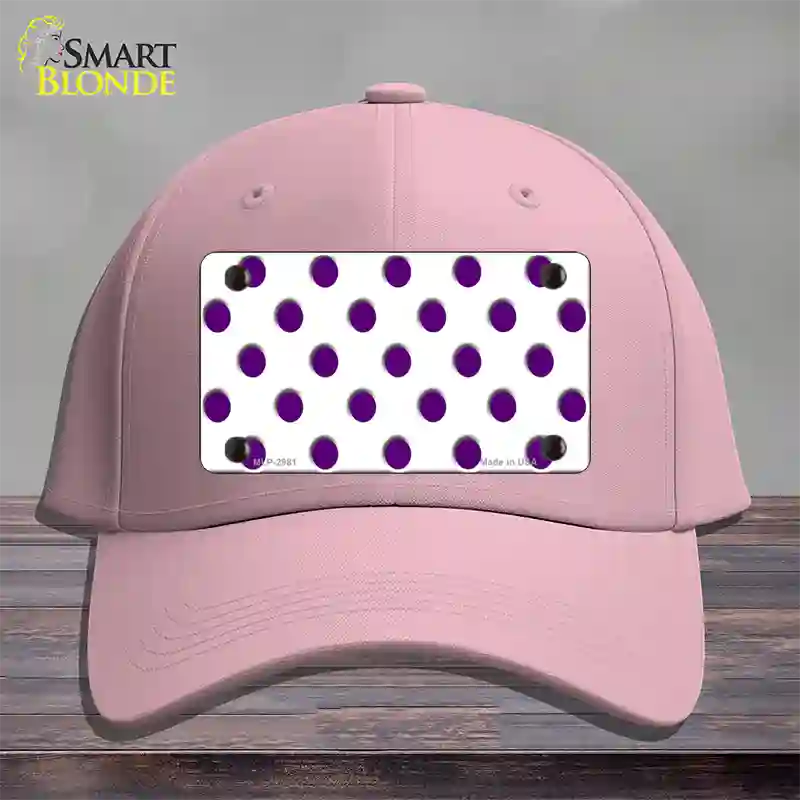 Purple White Polka Dot Novelty License Plate Hat Cotton / Pink