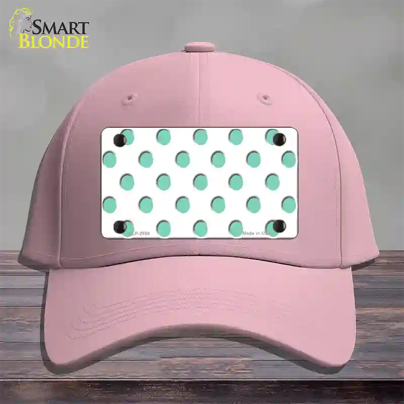 Mint White Polka Dot Novelty License Plate Hat Cotton / Pink