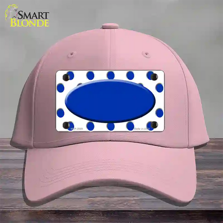 Blue White Polka Dot Blue Center Oval Novelty License Plate Hat Cotton / Pink