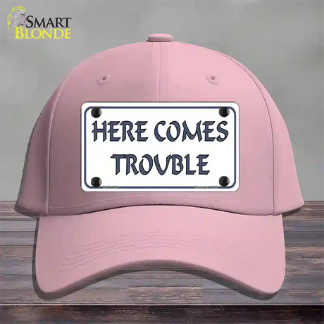 Here Comes Trouble Novelty License Plate Hat Cotton / Pink