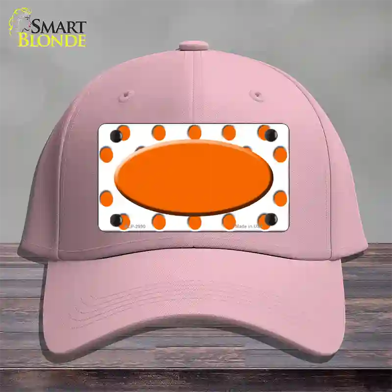 Orange White Polka Dot Orange Center Oval Novelty License Plate Hat Cotton / Pink