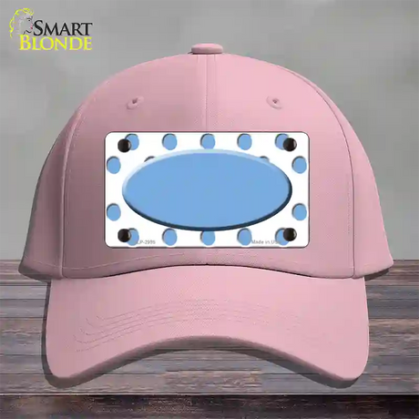 Light Blue White Polka Dot Light Blue Center Oval Novelty License Plate Hat Cotton / Pink