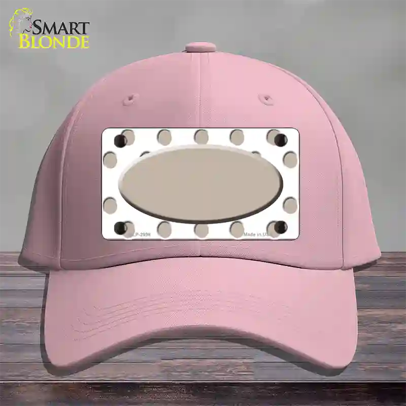 Tan White Polka Dot Tan Center Oval Novelty License Plate Hat Cotton / Pink