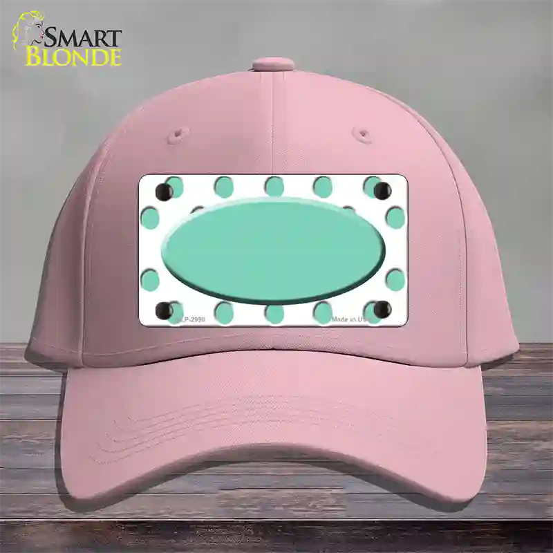 Mint White Polka Dot Teal Center Oval Novelty License Plate Hat Cotton / Pink