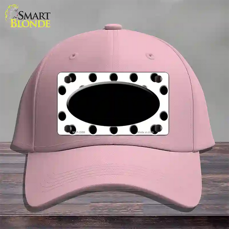 Black White Polka Dot Black Center Oval Novelty License Plate Hat Cotton / Pink