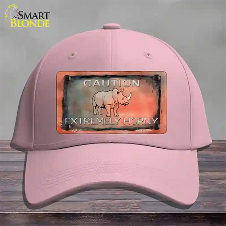 Caution Extremely Horny Novelty License Plate Hat Cotton / Pink