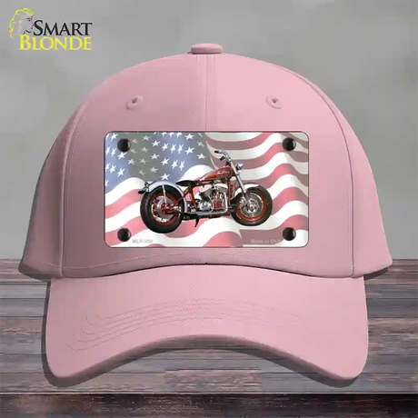 Indian Motorcycle American Flag Novelty License Plate Hat Cotton / Pink