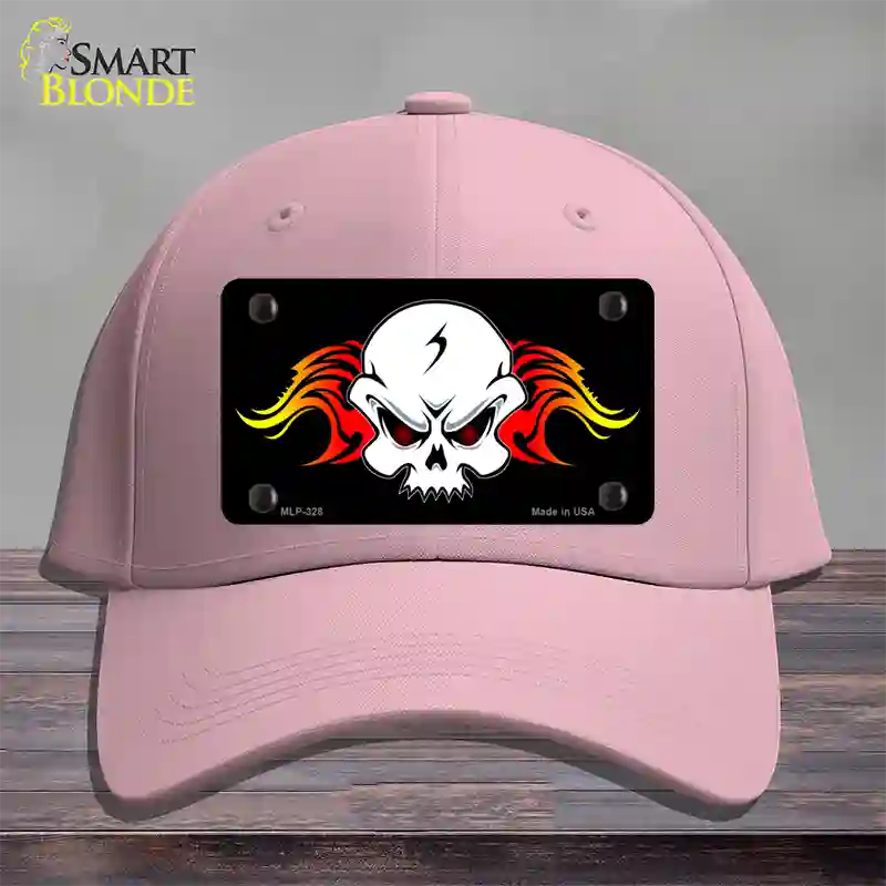 Skull Flame Novelty License Plate Hat Cotton / Pink