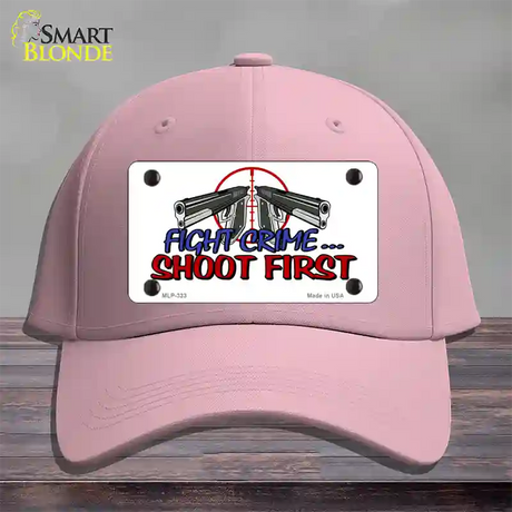 Fight Crime Shoot First Novelty License Plate Hat Cotton / Pink