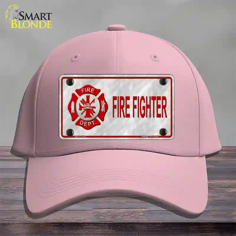 Firefighter Badge Novelty License Plate Hat Cotton / Pink