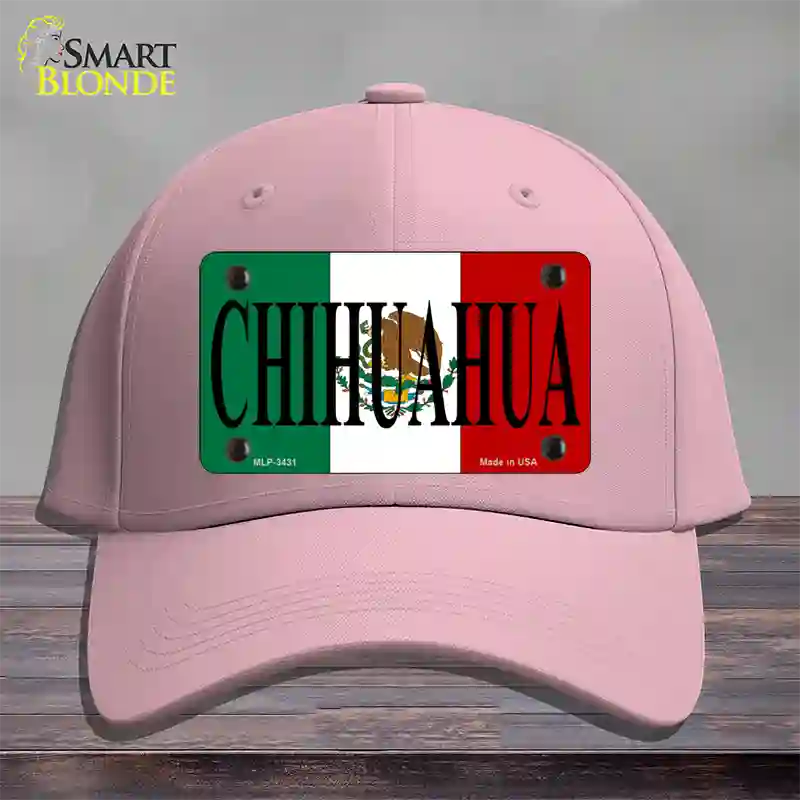 Chihuahua Mexico Flag Novelty License Plate Hat Cotton / Pink