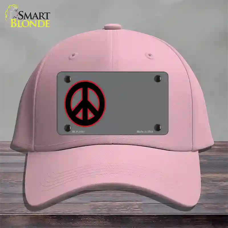 Peace Symbol Offset Novelty License Plate Hat Cotton / Pink