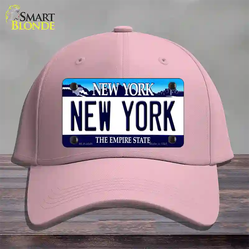 New York State Novelty License Plate Hat Cotton / Pink