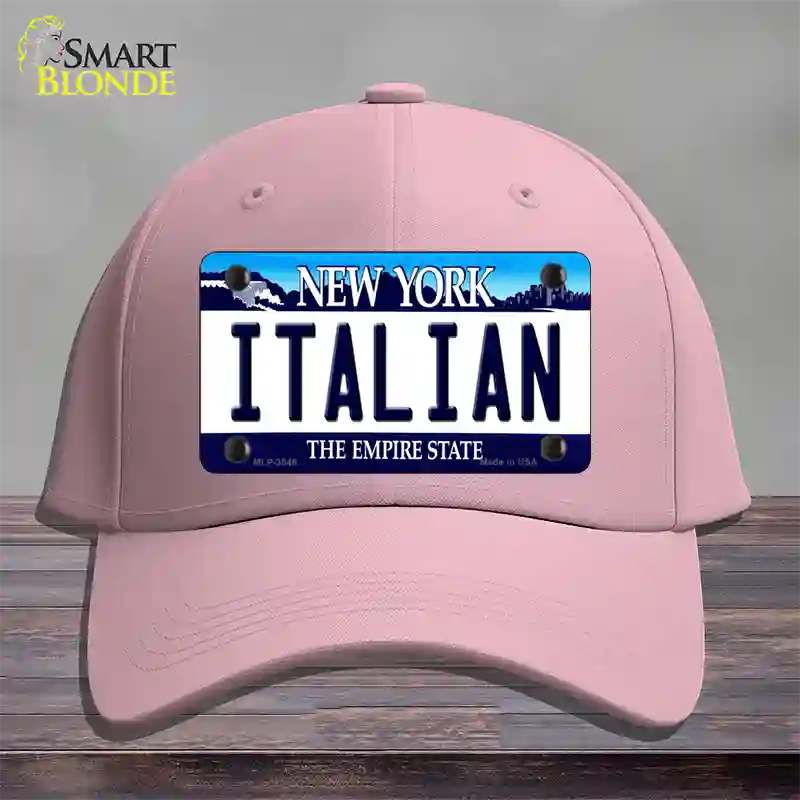 Italian New York Novelty License Plate Hat Cotton / Pink