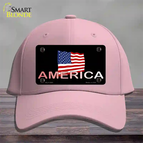 American Flag Black Novelty License Plate Hat Cotton / Pink