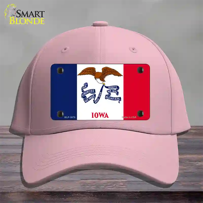 Iowa State Flag Novelty License Plate Hat Cotton / Pink