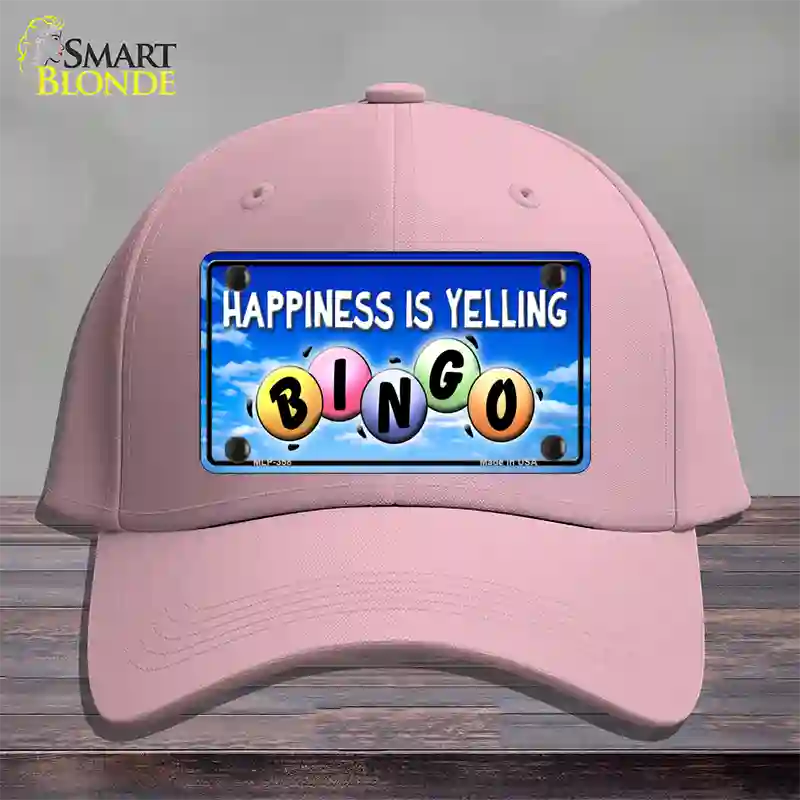 Happiness Is Yelling Bingo Novelty License Plate Hat Cotton / Pink