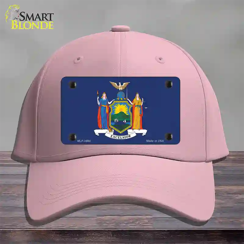 New York State Flag Novelty License Plate Hat Cotton / Pink