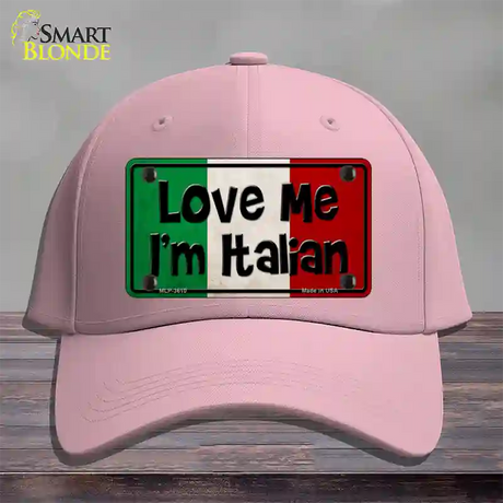 Love Me Im Italian Novelty License Plate Hat Cotton / Pink