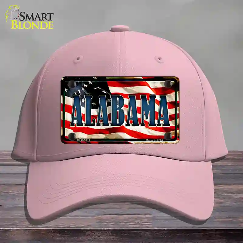 Alabama USA Novelty License Plate Hat Cotton / Pink