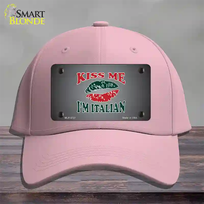 Kiss Me Im Italian Novelty License Plate Hat Cotton / Pink