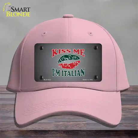 Kiss Me Im Italian Novelty License Plate Hat Cotton / Pink