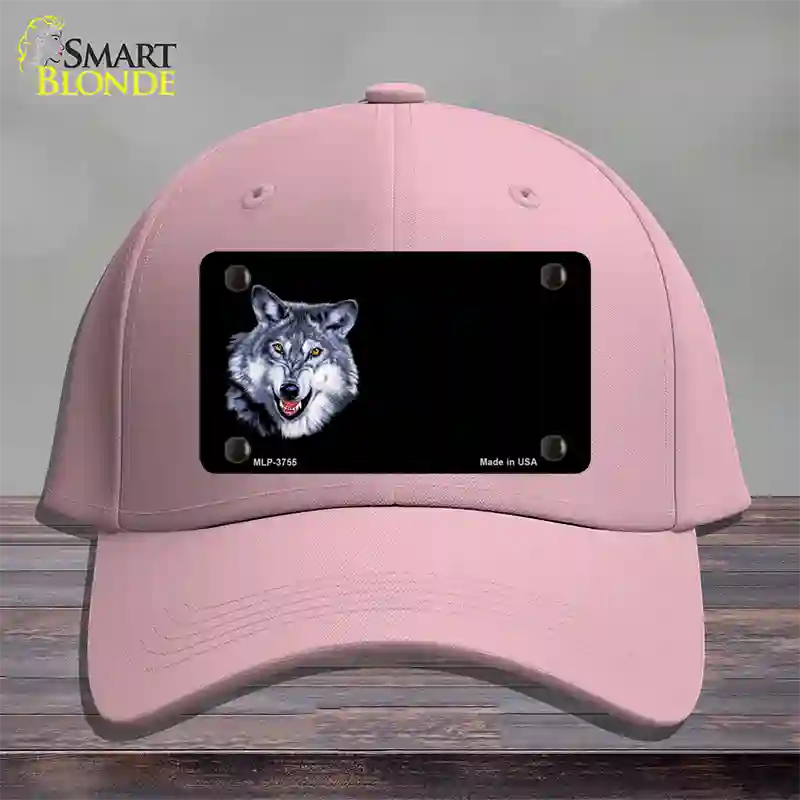 Wolf Offset Novelty License Plate Hat Cotton / Pink