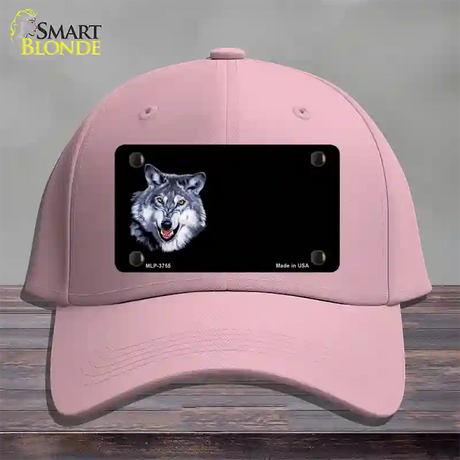 Wolf Offset Novelty License Plate Hat Cotton / Pink