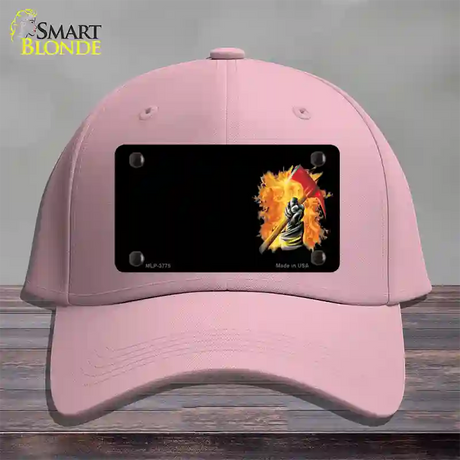 Firefighter Flaming Ax Offset Novelty License Plate Hat Cotton / Pink