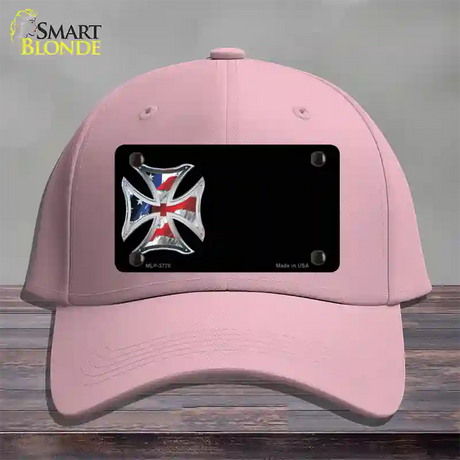 American Flag Maltese Cross Offset Novelty License Plate Hat Cotton / Pink