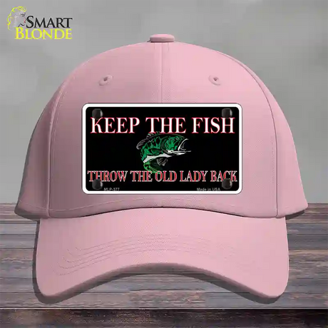 Keep the Fish Novelty License Plate Hat Cotton / Pink