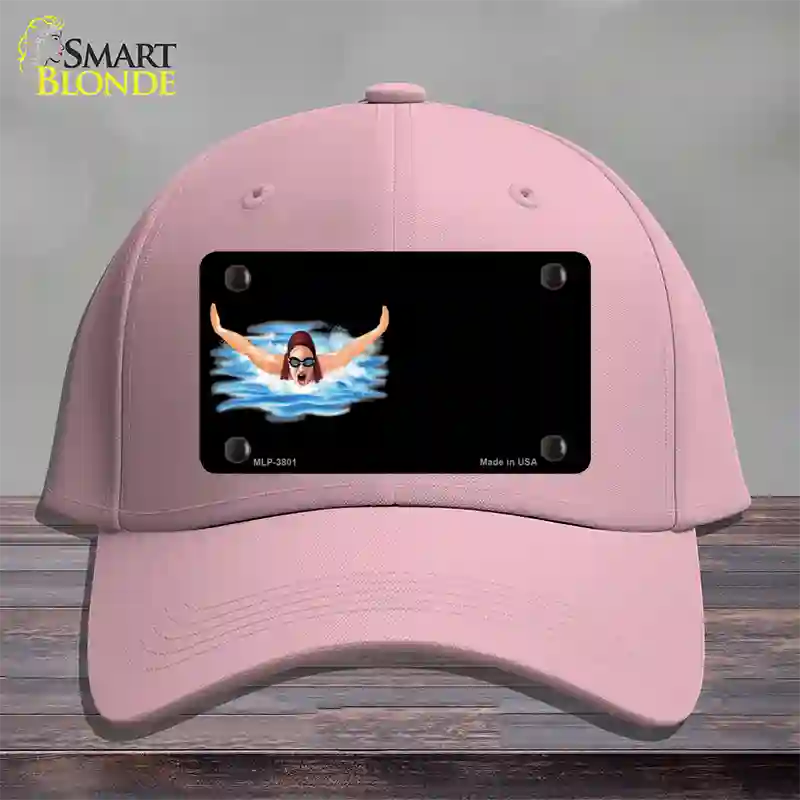 Female Swimmer Offset Novelty License Plate Hat Cotton / Pink