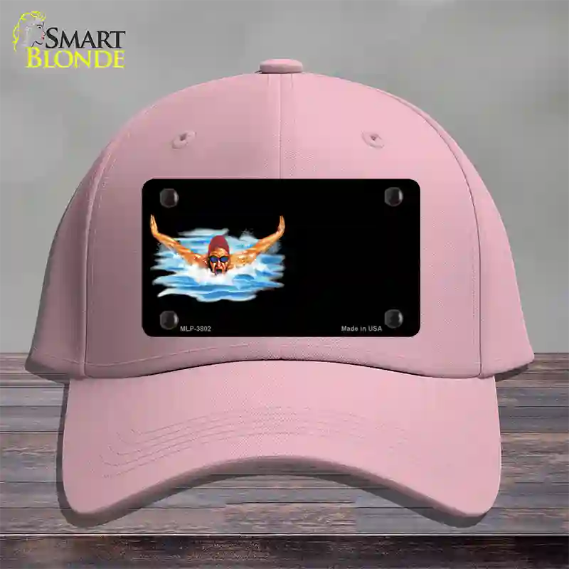 Male Swimmer Offset Novelty License Plate Hat Cotton / Pink